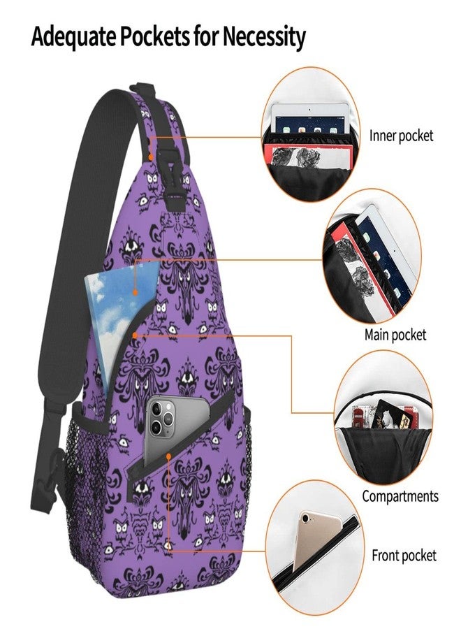 GTEVUTS Purple Haunt Mansion Crossbody Bags Sling Bag for for Women Men, Cute Fashion Chest Bag Casual Small Shoulder Bags Travel Hiking Cycling Gym Sport Lightweight Daypack Adult Backpack - Image 4